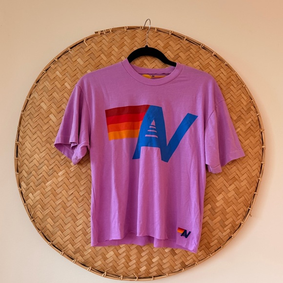 AVIATOR NATION LOGO BOYFRIEND TEE NEON PURPLE CASUAL CALIFORNIA SURF BEACH - Picture 4 of 10